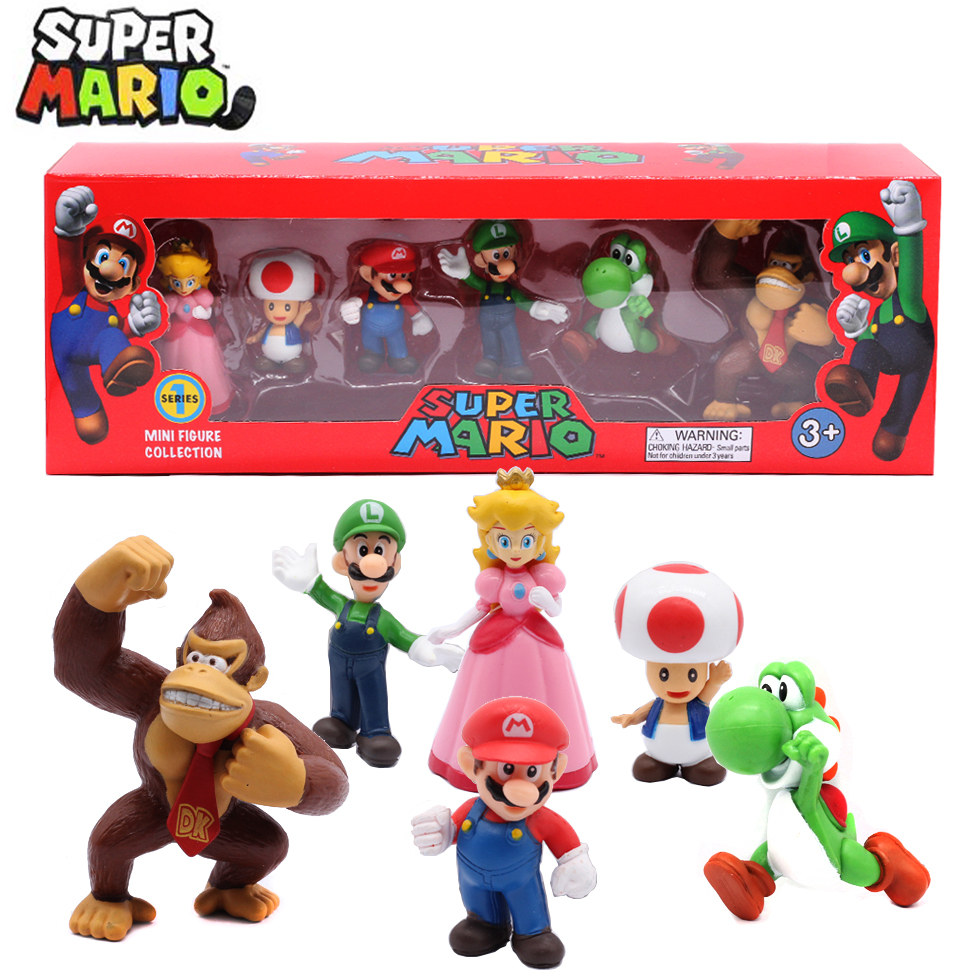 Model Kit Bandai - # 6pcs/set Super Mario Bros PVC