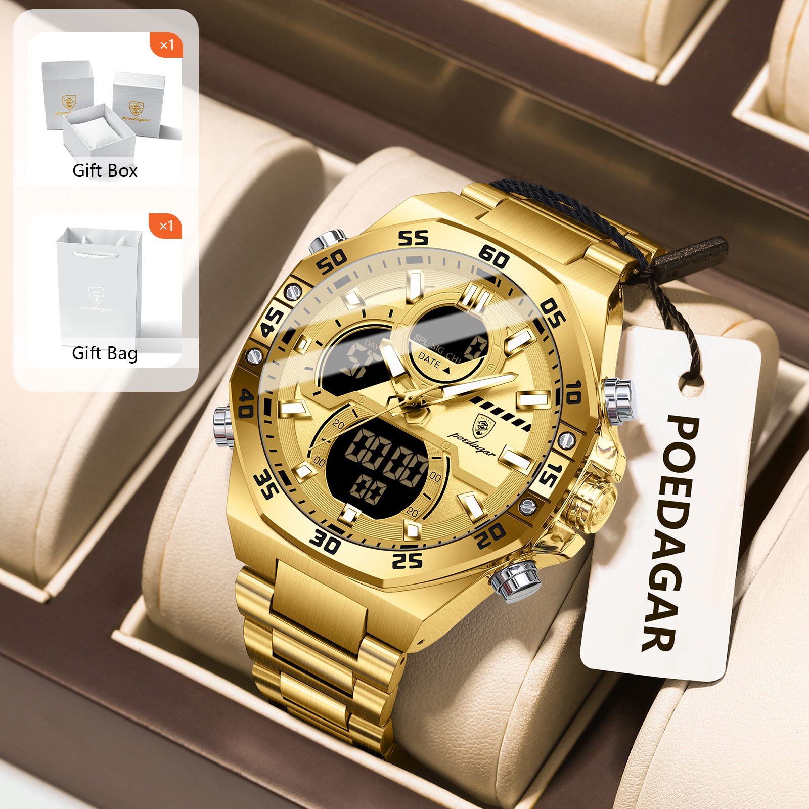 POEDAGAR Sport Men Watch LED W - đánh giá và giá Model Kit Display