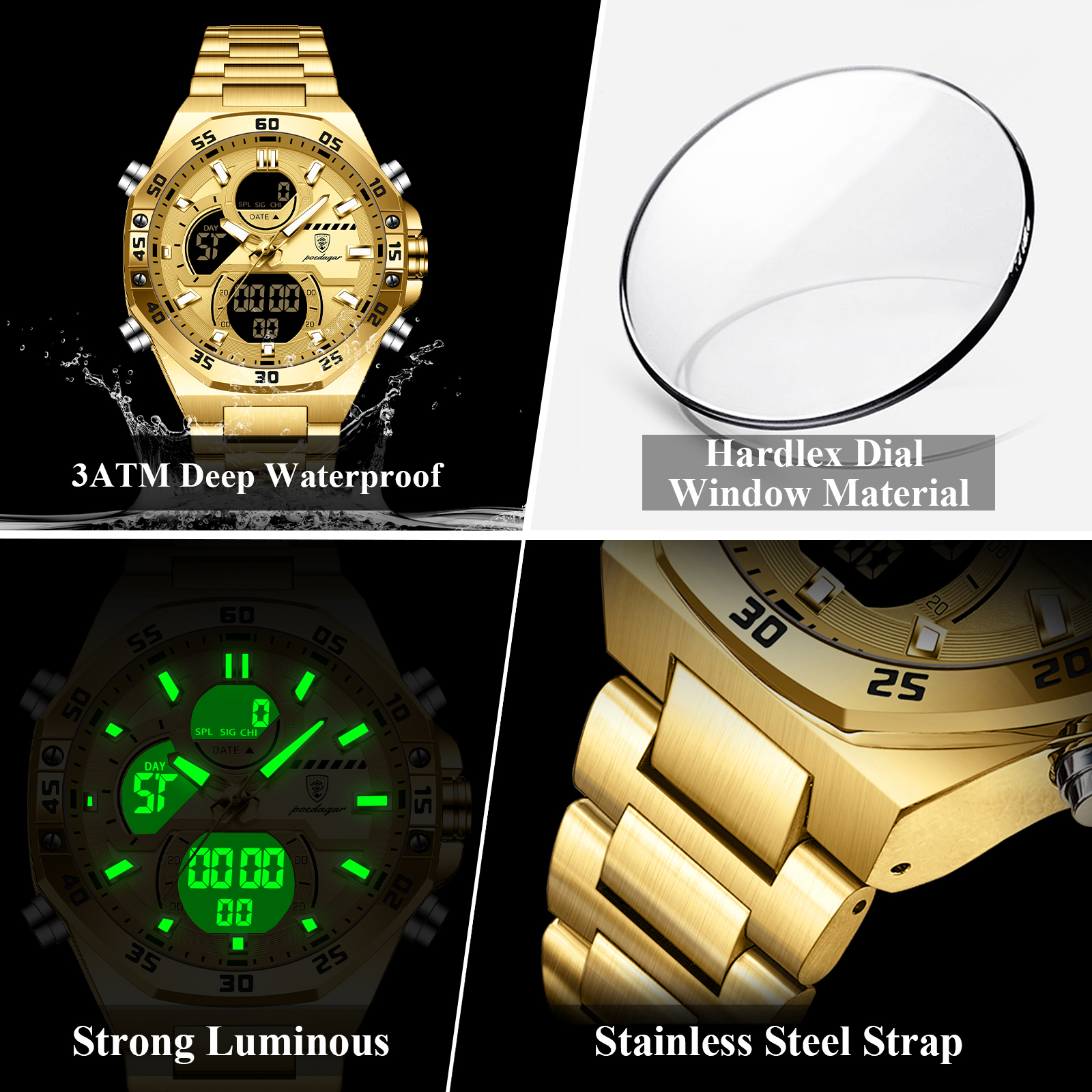 POEDAGAR Sport Men Watch LED W - đánh giá và giá Model Kit Display