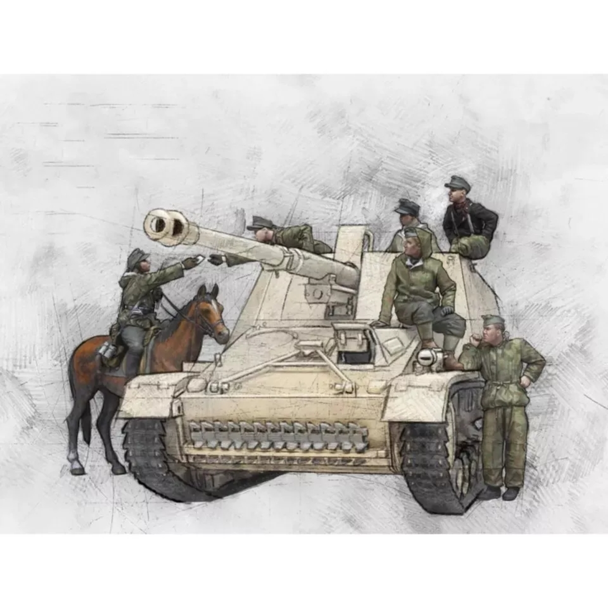 1/35 resin soldier model GK mi - đánh giá và giá Model Kit Horse